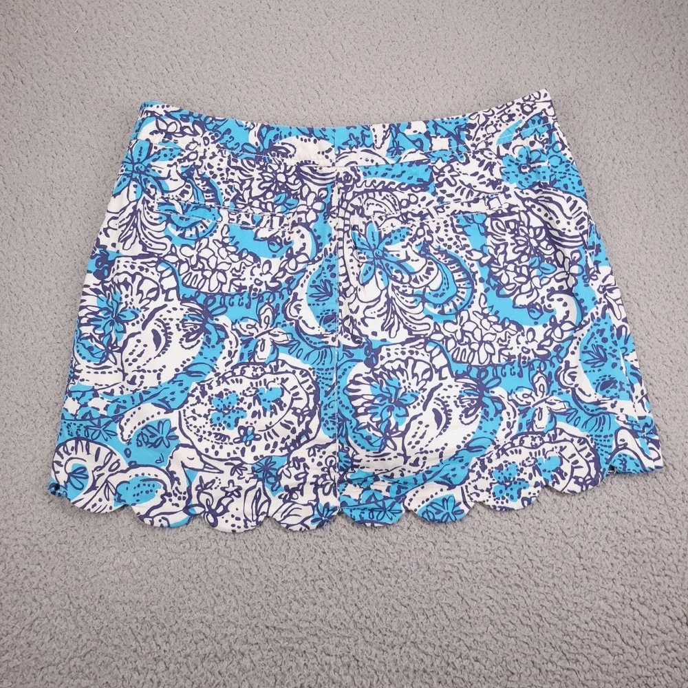 LILLY PULITZER Skort Size 6 Colette Scallop Hem Cotton Blue Hippy Print